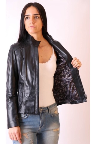 Hakiki Deri Hakim Yaka Slim Siyah Ceket