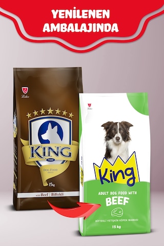 King Plus Beef Dog Biftekli Yetişkin Köpek Maması 15 KG