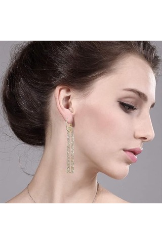 Altın Geometrik Dikdörtgen Kübik Zirkonyum Yapay Elmas Uzun Dam Gold