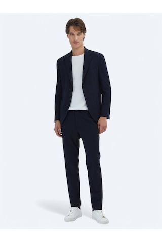 Kip Lacivert Desenli Modern Fit Takım Elbise Lacivert