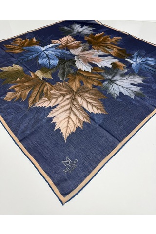 Mono Scarfs Soft Pamuk Eşarp-90 X 90 -06109 Lacivert-kahve