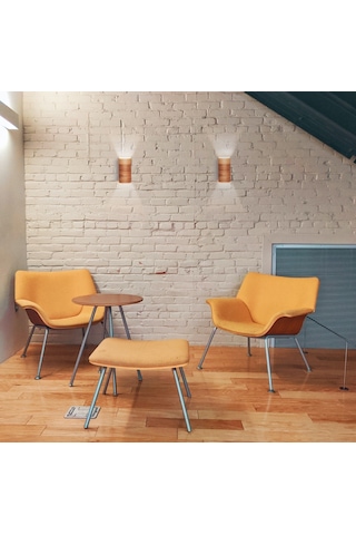 Bombe Kenarlı Yansıtma Tasarım Çift Yönlü Ahşap Salon Duvar Aplik Meşe