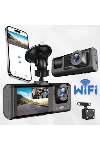 Zilinn 3 Lensli Sürüş Kaydedici, Arabanın Önünde, Arkasında, Arabanın İçinde, Geniş Açılı Kamera, Yüksek Çözünürlüklü 1080p Çekim Yapabilir
