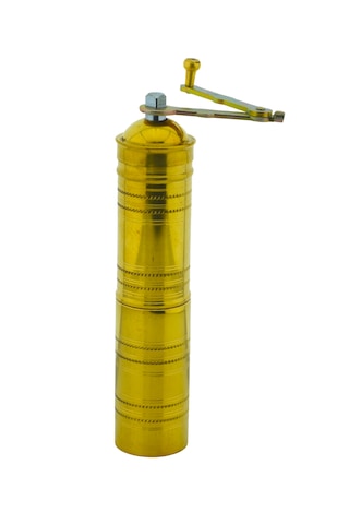 Ludıa Pirinç El Yapımı Kahve Karabiber Değirmeni Öğütücü 4,5cmx22cm Sarı