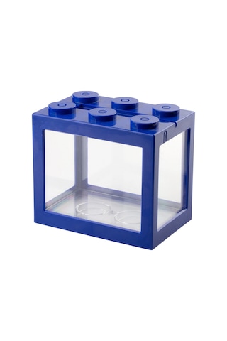 Vkemall Mavi Plastik Mini Akvaryum - 12x8x10.5cm Kreatif Balık Yetiştirme Kutusu