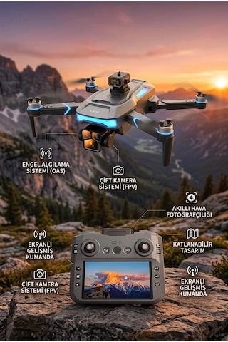 Katlanabilir Ekranlı Kumandalı Drone - Wi-fi Kameralı, Sd Kart Destekli, Şarj Edilebilir Akıllı Drone