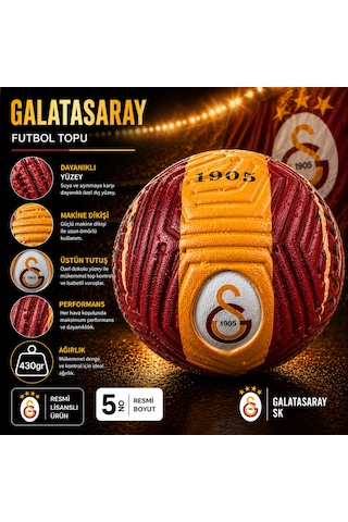 Galatasaray Futbol Topu Orjinal Maç Topu No:5 Kırmızı