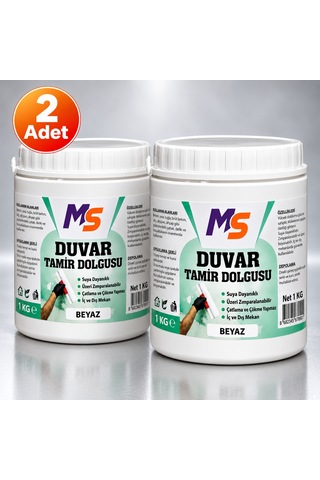 2 Adet Hazır Duvar Tamir Dolgusu 1 Kg Macunu Zemin Alçı Sıva Derin Boşluk Doldurucu Çatlak Onarıcı
