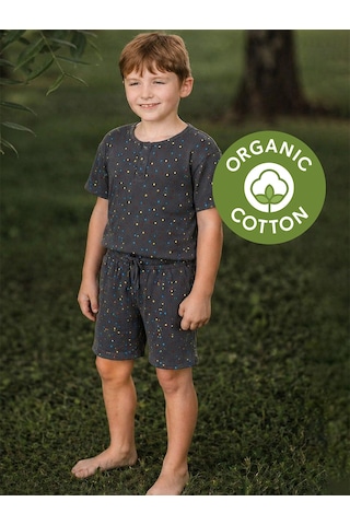 Antebies Organik Bel Lastikli Erkek Çocuk Pijama Takımı Renkli