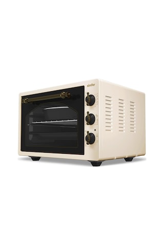 Simfer 4295 Retro Bej 42LT Turbo Fan Mini / Midi Fırın – 6 Fonksiyon, Yoğurt Yapma & Buz Çözme Özellikli