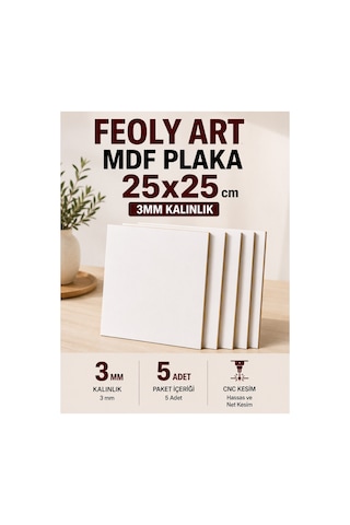 3 Mm 25x25 Mdf Plaka 5 Adet - Pasta Altlığı, Hobi, Maket, Ahşap El Sanatları 5 Li Paket 25 x 25