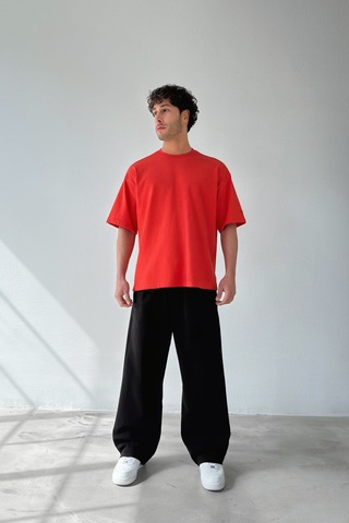 Flaw Atelıer Basic Boxy Fit Tişört-29579 Kırmızı
