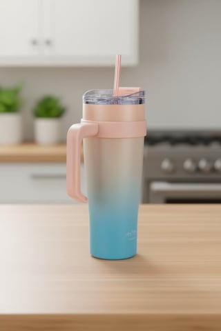 Bambum Horizon - Pipetli Termos Bardak Turkuaz 1000ml Mavi