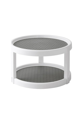 1 Adet Turntable Dönen Baharat Depolama Rafı Depolama Organizatörü Mutfak Çift Katman Gri