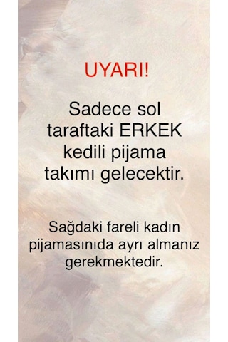 Mh Moony Homewears Erkek Tekli Kedicik Pijama Çift Pijamasının Erkeği Erkek Krem