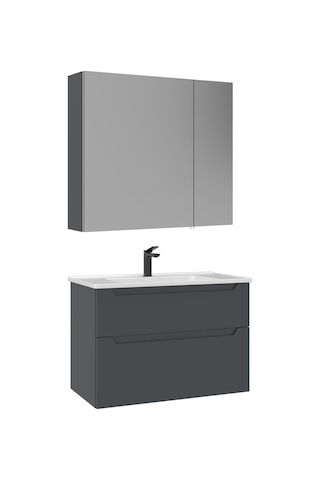 Orka Messina 85 Cm Mat Antrasit Banyo Dolabı Alt Modül Lavabo Antrasit