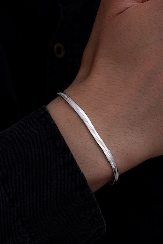 Erkek Gümüş Bileklik - 925 Ayar Bombeli Ezme Model Gümüş Erkek Bileklik