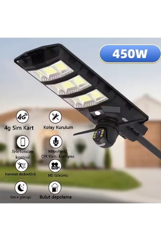 4g Kameralı 450watt Sokak Lambası - Sim Kart Tak/kullan