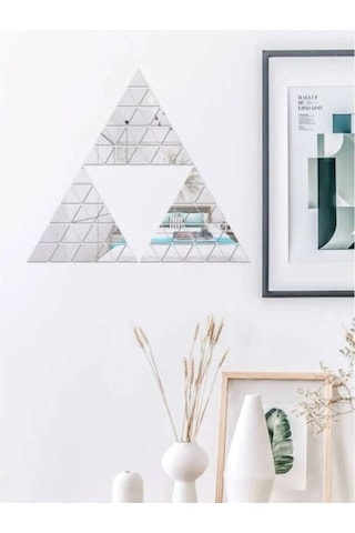 Üçgen Plexi Ayna Kendinden Yapışkanlı 36 Adet 5 X 5 Gümüş