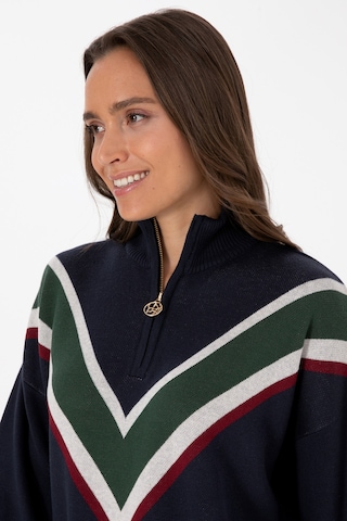 U.S. Polo Assn. Kadın Lacivert V Yaka Fermuarlı Kazak 50309614-VR033