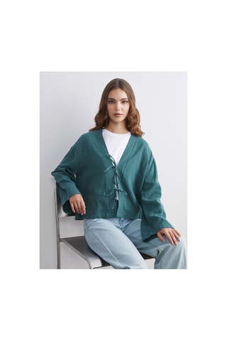 LC Waikiki Alıta Cıty Farkıyla Lcw Modest Yeşil Müslin Düz Kadın Kimono Yesil - 931517979 Yesil