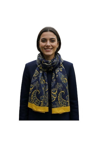 Fenerium Fenerbahçe Saadettin Saran Desenli Kaşkol Uv Kutu Sarı - Lacivert