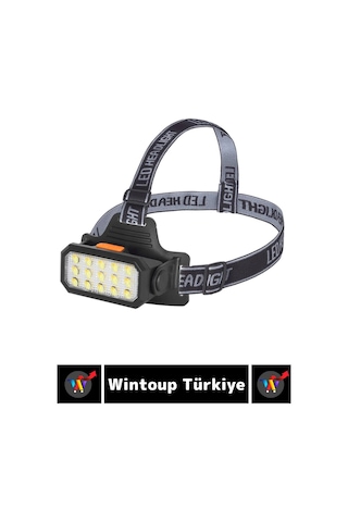 Profesyonel Kamp Avcı Balıkçı Deprem Güçlü Işık 6 Mod Aydınlatma Şarjlı 15 Led'li Kafa Lambası Çok Renkli