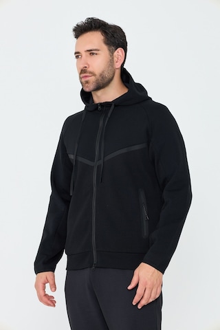 White Stone Siyah Cepli Kapüşonlu Fermuarlı Erkek Sweatshirt