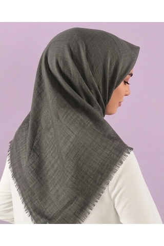 Özense Çift Flamlı Pamuklu Terletmeyen 4 Mevsim Kullanılabilir 100x100 Cm Eşarp Koyu gri
