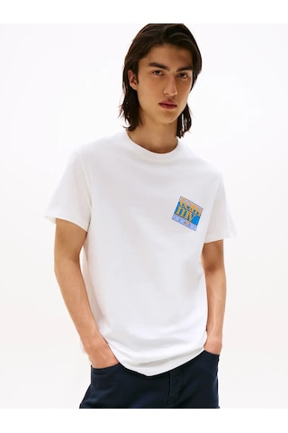 Tommy Hilfiger Tjm Reg Flag Dna Tee, Ybl Beyaz Erkek T-shirt