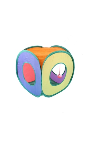 Kediler Çan Oyuncak Tüneli Kare Kediler Gökkuşağı Tüneli Katlanabilir Kedi Tüneli Kediler Oyuncak Çok Renkli