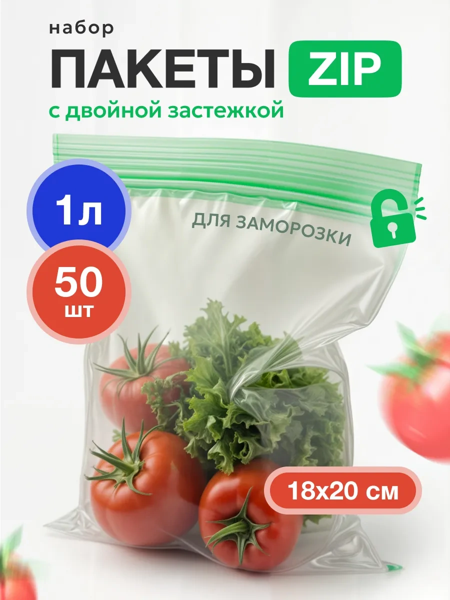 Clear Line Dondurucu İçin Çift Zip-lock Kapaklı 1 Litrelik 50 Adet Zip Poşetler 256002488