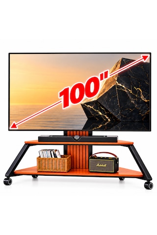 Dark Vs06 50"-100" 100 Kg Taşıma Kapasiteli Tekerlekli Büyük Ekran Tv Standı Dk-ac-vs06