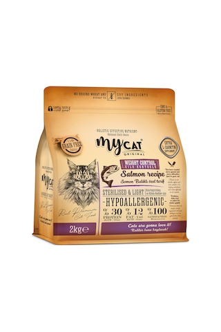 Mycat Az Tahıllı Somon Balıklı Diyet & Kısırlaştırılmış Yetişkin Kedi Maması 2 KG