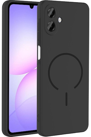 Samsung Uyumlu Galaxy A07 Kılıf M-safe Şarj Özellikli Zore Meta Kapak Siyah