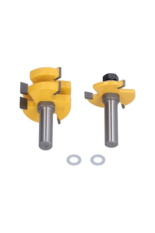 Besthome1 2 Adet Ahşap T Tipi Dil-kanal Freze Ucu, 3 Dişli, 1 Rol, 1/2 İnç Sap, Ptfe Kaplama, Temiz Kesim, Dış Ve Ahşap İşleri