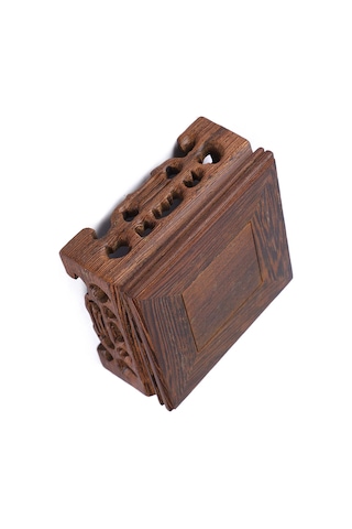 Kangvka Ahşap Retro Dekoratif Taban - Vazo, Çay Potu, Porselen Sürahana İçin Pratik Ev Dekoru 8x8x3.7 Cm