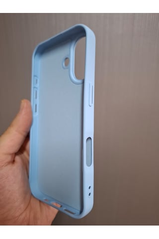 Apple Uyumlu iPhone 17 Logolu İçi Kadife Silikon Lansman Kılıf Bebe Mavi