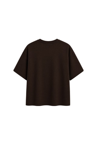 Mixray 2101 Kadın Bisiklet Yaka Soft Oversize Basic Modal T-shirt Kahve Kahverengi