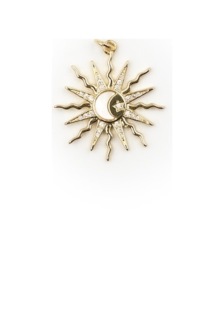 Taşlı Güneş Model Xuping Kolye Ucu Gold 14k Renk, Zirkon Mıhlama, 2.5 Cm Çok renkli
