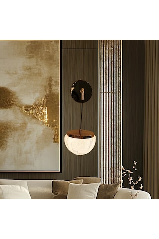 Derem Siyah Gold 8 Watt Kristal Taşlı Salon Led Aplik Siyah
