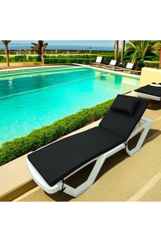 Kapella Lüks Şezlong Minderi Yastıklı 5cm Sünger Siyah 175 x 55 x 5 Siyah