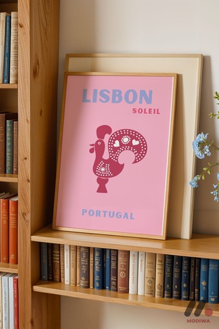 Lizbon Portekiz Posteri, Ahşap Çerçeveli Duvar Tablosu - Seyahat Severlere Hediye