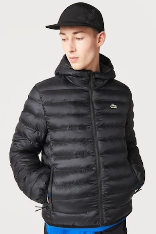 Lacoste Syntehic Fill Jacket Sabit Kapüşonlu Erkek Şişme Mont Siyah Siyah