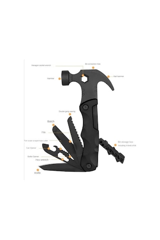 Pazly Çok İşlevli Hayat Kurtarma Pençe Çekiç Araba Hayatta Kalma Katlanabilir Açık Hava Alet Gri