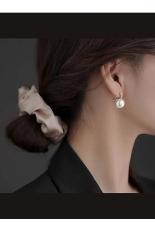 925 Ayar Gümüş 14 Mm İnci Küpe Gümüş