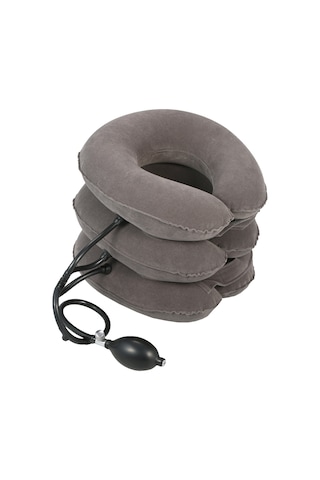 Tenfowee Gri 3 Katlı Manuel Şişirilebilir Boyun Traksiyonu - Evde Kullanıma Uygun Omuz Ve Boyun Akne Masajı, Toplu Tutturucu Fonksiyonlu Boyun Yastığı Kahverengi