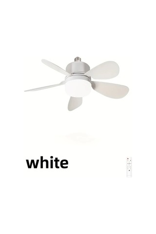 Xuweiwei Beyaz 1 Adet Modern Tavan Vantilatoru Isikli Uzaktan Kumandali 3 Hizli Sessiz E26 E27 Vidalı Fan Yatak Oturma Mutfak Icin 3 Renkli Karartma