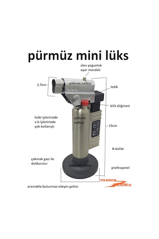 Gazlı Pürmüz Profesyonel Ultra Boy Çakmak Gazı Lpg Hobi Şalama Ku Çok Renkli
