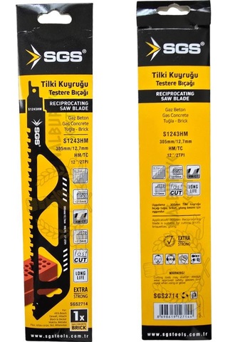 Sgs Tilki Kuyruğu Testere Bıçağı Briket-gaz Beton Ytong-tuğla - 305 Mm. - 1 Adet